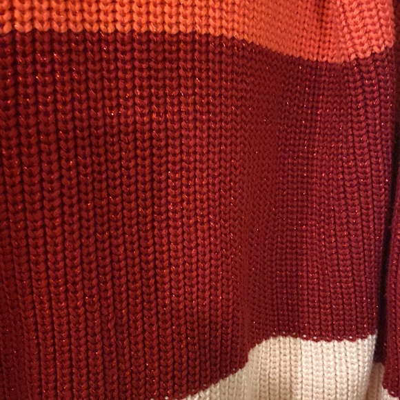 Skies are Blue Colorblock Striped Cowl Neck Sweater Pink Coral Size Small - Picture 5 of 10